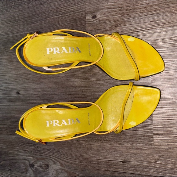 Prada Yellow Strappy Sandals | Y2K Designer Heels Size 38 1/2(US8) - Picture 1 of 7